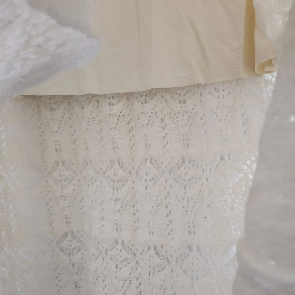 A New Day Womens Elegant Cream Lace Overlay Midi-Mini Skirt Size XXL